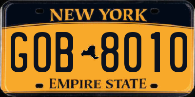 NY license plate GOB8010
