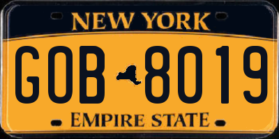 NY license plate GOB8019