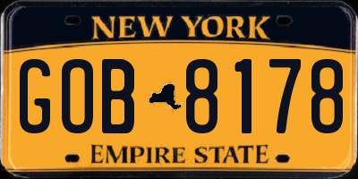NY license plate GOB8178