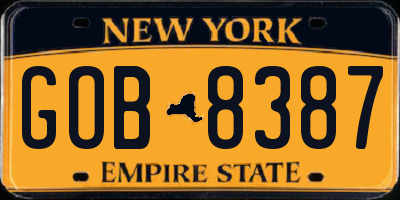 NY license plate GOB8387