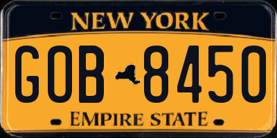 NY license plate GOB8450