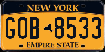 NY license plate GOB8533