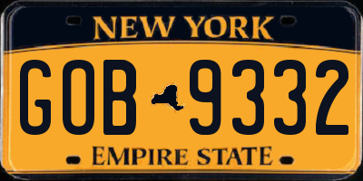 NY license plate GOB9332