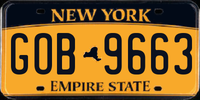 NY license plate GOB9663
