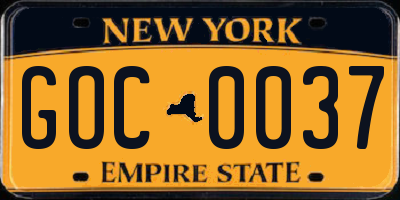 NY license plate GOC0037