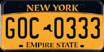 NY license plate GOC0333
