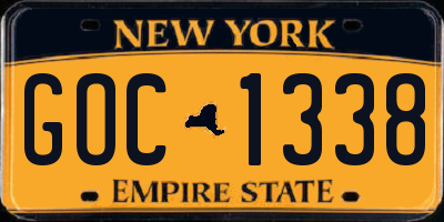 NY license plate GOC1338