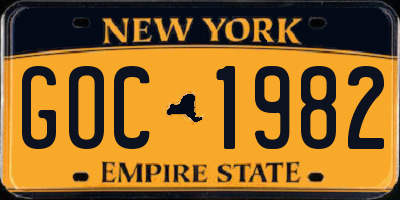NY license plate GOC1982