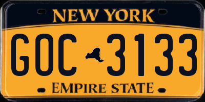 NY license plate GOC3133