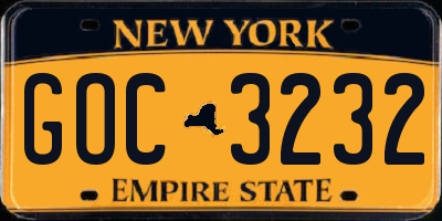 NY license plate GOC3232
