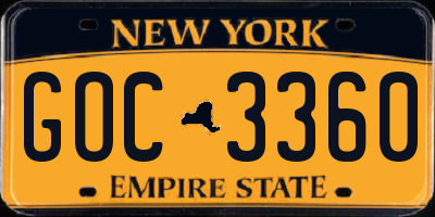NY license plate GOC3360