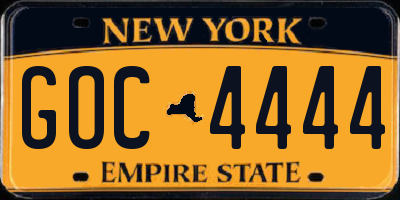 NY license plate GOC4444