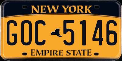 NY license plate GOC5146