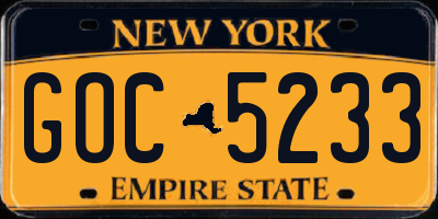 NY license plate GOC5233