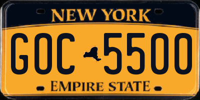 NY license plate GOC5500