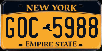 NY license plate GOC5988