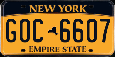NY license plate GOC6607