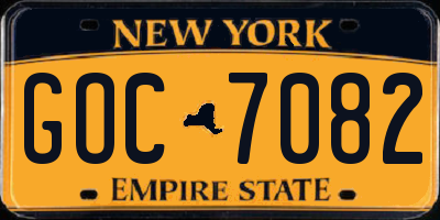 NY license plate GOC7082