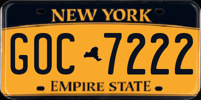 NY license plate GOC7222