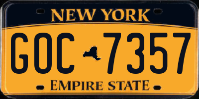 NY license plate GOC7357