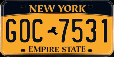 NY license plate GOC7531