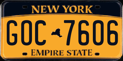 NY license plate GOC7606