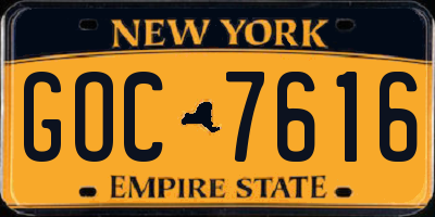 NY license plate GOC7616