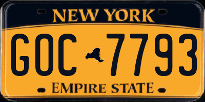 NY license plate GOC7793