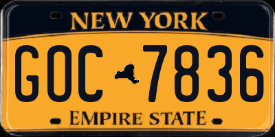 NY license plate GOC7836