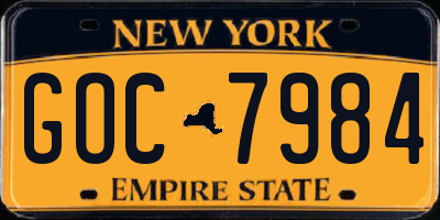 NY license plate GOC7984