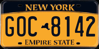 NY license plate GOC8142