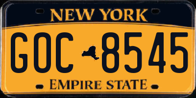 NY license plate GOC8545
