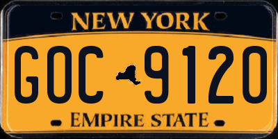 NY license plate GOC9120