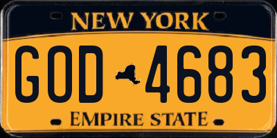 NY license plate GOD4683