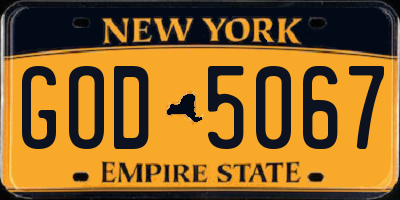 NY license plate GOD5067