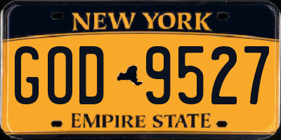 NY license plate GOD9527