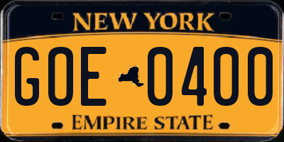 NY license plate GOE0400