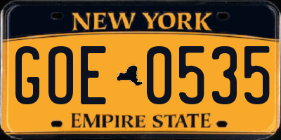 NY license plate GOE0535