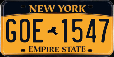 NY license plate GOE1547