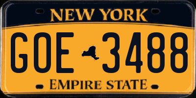 NY license plate GOE3488