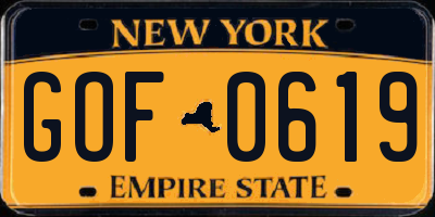 NY license plate GOF0619