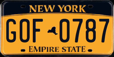 NY license plate GOF0787