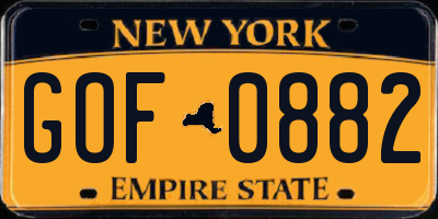 NY license plate GOF0882