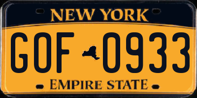 NY license plate GOF0933
