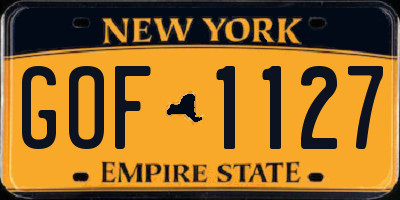 NY license plate GOF1127