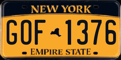 NY license plate GOF1376