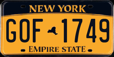 NY license plate GOF1749