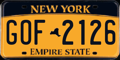 NY license plate GOF2126