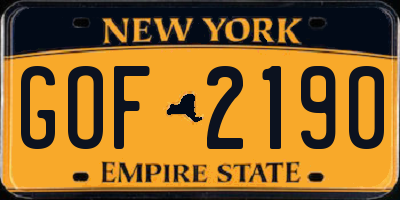 NY license plate GOF2190