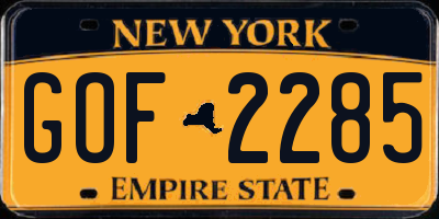 NY license plate GOF2285